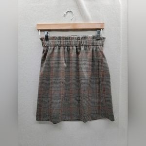 NWT LOFT Plaid Mini Brown Elastic Waist $69 Skirt Size-XS